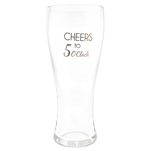 Pavilion Gift Company - Cheers To 5 O'Clock - 15 Oz Pilsner Pint Glass Beer Enthusiast Brewery Lover Gift Housewarming Funny Coworker Present