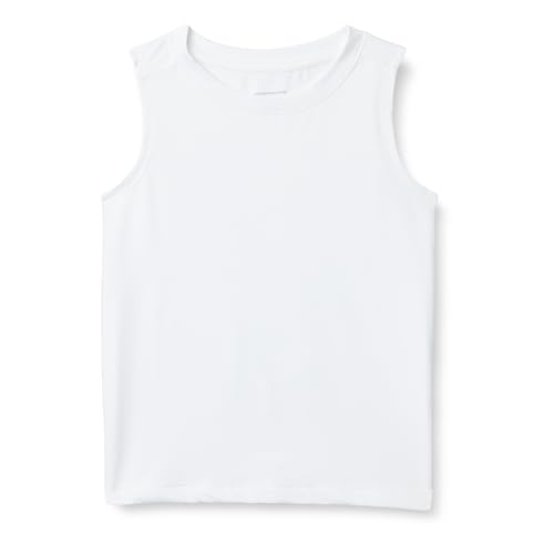 Amazon Essentials Boys' Tech-Stretch Muscle Vest, White, 10 Years