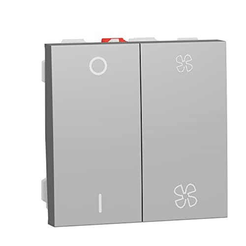 Schneider Electric - Unica - commande VMC - ON/OFF + 2 vitesses - 10A - 2 mod - Alu - mécanisme seul - NU321430
