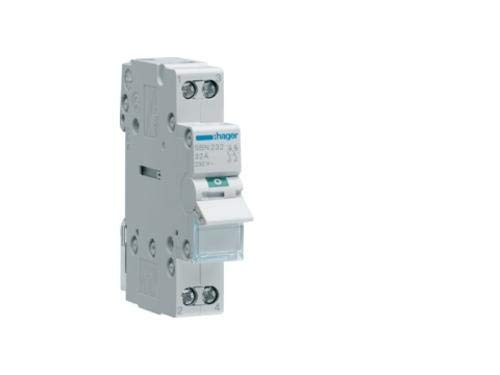 Interrupteur modulaire 2P 32A avec voyant lumineux pour tableau électrique
