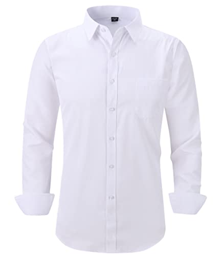 Long Sleeve Dress Shirts for Men - Regular-Fit Casual Button-Down Shirt with Pockets