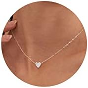 Foxgirl Silver Heart Necklaces for Teen Girls, Simple Small Heart Pendant Necklace Dainty Cute Silver Necklace for Women Trendy 14k Silver Plated Aesthetic Silver Jewelry for Women Teen Girls Gifts