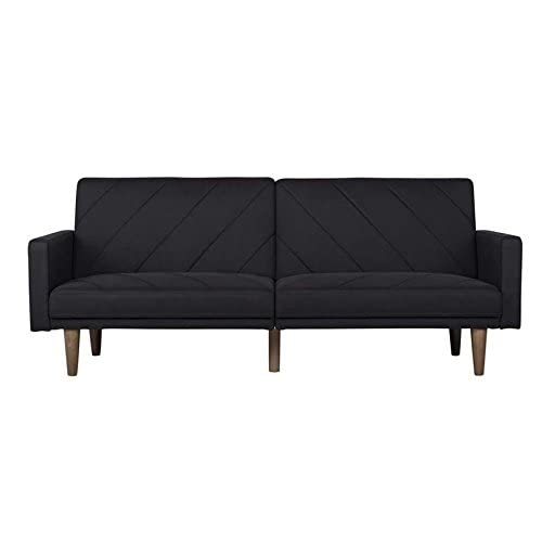 Dhp Paxson Convertible Futon Couch Bed With Linen Upholstery And Wood Legs - Black, Modern/Contemporary #TOP4