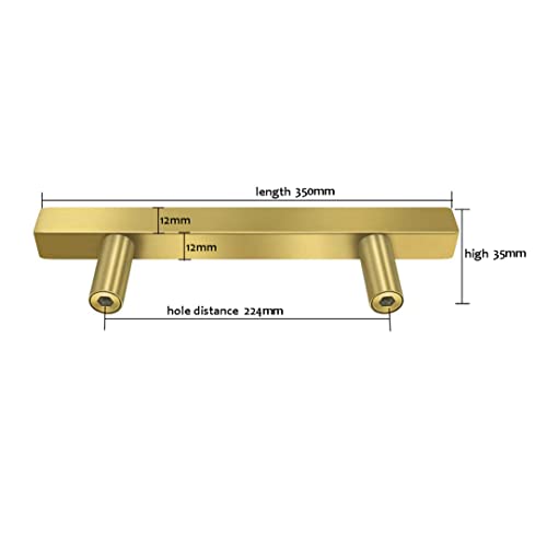 SYDARSYN 2 Pcs Gold Cupboard Handles Stainless Steel Square T Bar Cabinet Handles Kitchen Drawers Knobs Pull Handles Furniture Bathroom Door Handles 224mm - Image 2