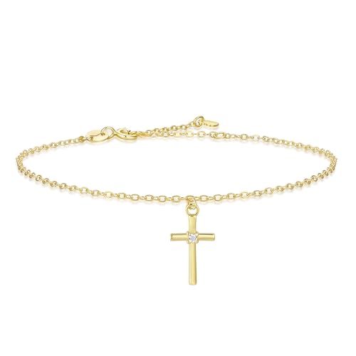 Bracelet croix femme argent 925 plaqué or 14k un bijou raffiné de haute qualité