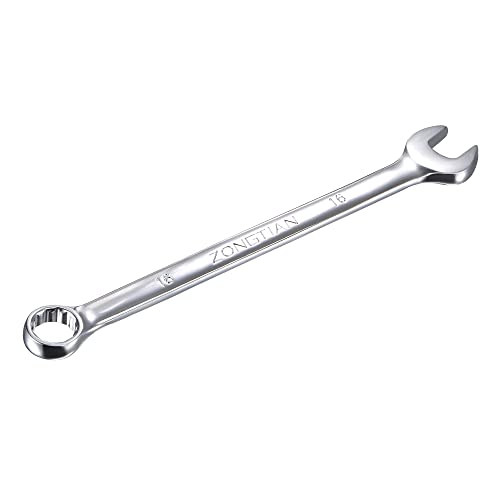 Uxcell Combination Wrench With Offset Box End And Angled Open End, Metric Mirror-Chrome Plated High Carbon Steel, 16Mm #TOP3