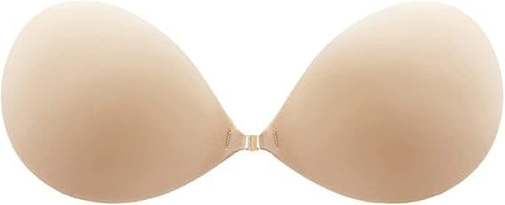 Adhesive Sticky Bra for Women, Strapless Backless Push-Up Invisible Silicone Bra, Reusable Self-Adhesive Bra for Saree, Blouse, Lehenga, Gown, Beige-picture-38