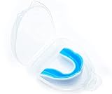 Naveed Premium Mundschutz Senior für Erwachsene mit hygienischer Aufbewahrungsbox für Kampfsport (Weiß-Blau)