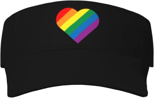 Rainbow LGBT Pride Heart Visor Caps for Men Women Fashion Adjustable Sunscreen Visor Cap, for Sport Golf