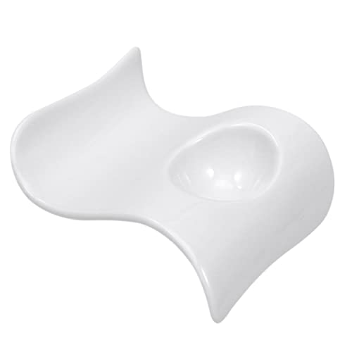 KICHOUSE 1 PC Ceramic Egg Cup Egg Tray Holder Boiled Eggs Stands Appetizer Plates Soft Boiled Egg Cup Lightweight Egg Holder Wave- Shaped Egg Cups Egg Stand Holder Egg Server Ceramics White