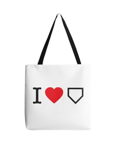 Sac fourre-tout J'aime le baseball en tissu haut de gamme avec anses renforcées