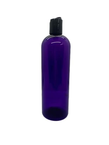Caribbean Coastal Delights Purple Cosmo Plastic Bottle -16 oz - Empty Bottle Refillable Containers - Essential Oils - Hair - Cleaning Products - Aromatherapy | Black Disc Caps (3 pack)