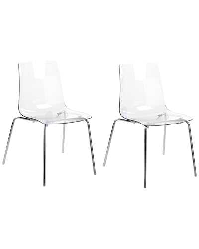 Conjunto de 2 sillas transparentes material sintético patas metal respaldo Silerton