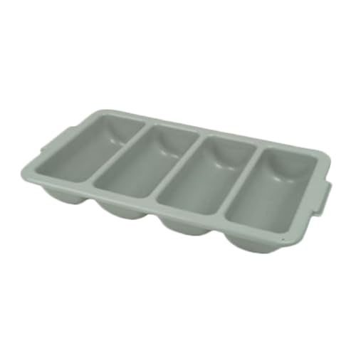 PLFCCB001 Cutlery Box, 4-Compartment, Integrated Handles, Polypropylene, Gray, NSF