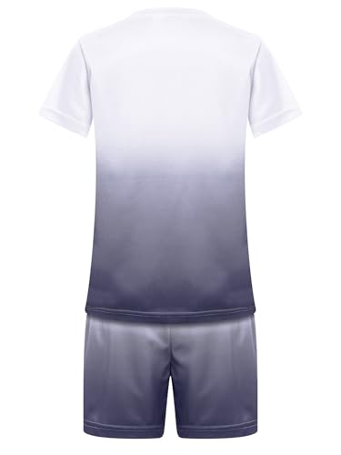 Linjinx Kids Boys Gradient Sports Jersey Football Basketball Athletic Tracksuit Short Sleeve T-Shirt and Shorts Set Dark Gray 7-8 Years4