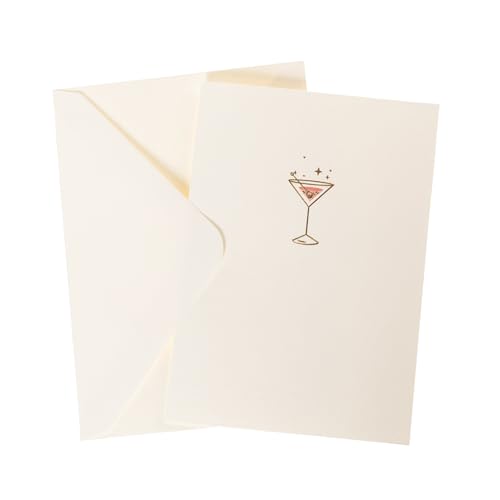 Image of Graphique Pink Martini Cards, Pack of 10 Cards with Envelopes, All Occasion Greetings, Blank Inside, Gold Foil Embossing, La Petite Press Collection Boxed Set, 3.25 inch x 4.75 inch