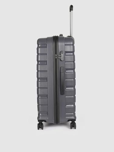 Image of Teakwood 76 CM Unisex Trolley Bag for Travel, Hard Cabin Trolley Large Travel Suitcase Bag, Lock System 360 Degree 8 Rotating Wheels (76 CM, Dark Grey)