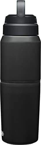 CamelBak Garrafa de água e copo de viagem MultiBev – Aço inoxidável isolado a vácuo – Preto – Garraf