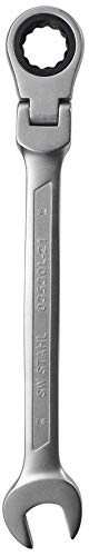 SW-Stahl 03530L-21 Gabelringratschenschlüssel 21 mm I Ringschlüssel mit Gelenk I 72 Zähne I Maulschlüssel mit Ringratsche I Ringratschenmaulschlüssel SW 21