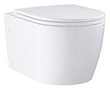 Porcelaine vitrifiée GROHE Start Round Ceramic Ensemble WC suspendu en céramique pour réservoir de chasse encastré (Avec frein de chute, sortie horizontale, volume de chasse 3/5 L), Blanc Alpin, 103848SH00