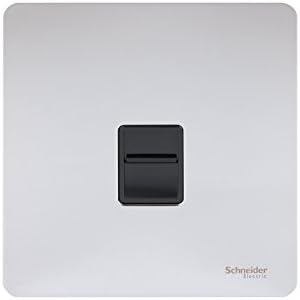 Schneider Electric Ultimate Screwless Flat Plate - Single Telephone Socket, Secondary, GU7462WSS, Stainless Steel with White Insert