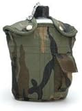 A. Blöchel Estilo ejército EEUU Exterior Cantimplora de Aluminio con jarro y Funda de Tela 1 litro Botella hidratante Bosque