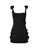 JW PEI Women's Elaina Black Rosette Applique Mini Dress - Black