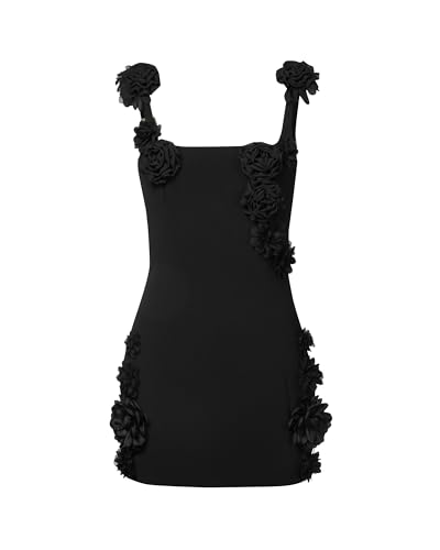 JW PEI Women's Elaina Black Rosette Applique Mini Dress - Black