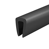 Rubber Edge Trim, 1/8' U Channel Edge Trim, Edge Protector for Glasses or Flexi Glasses, 1/8 in Flexible U Shaped Gasket, Black Color, Length 20 Ft