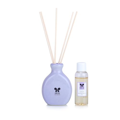 IRIS Home Fragrance,45Ml Lavender Reed Diffuser Set |Free 6 Reeds Sticks of 9"|Stress Relief & Aromatherapy |Long-Lasting,Smoke-Free Air Freshener for Home,Bedroom and Office | Ideal for Gifting