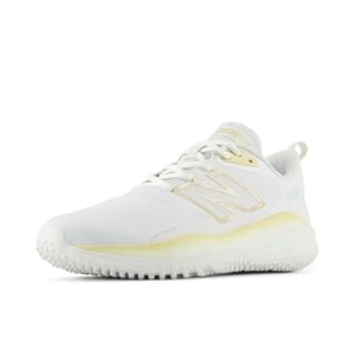 New Balance Women's Fresh Foam Velo V4 Turf-Trainer Softball Shoe, White/Team Gold, 8