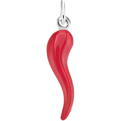 Gold Gala Colgante Cuerno de la Suerte de Plata 925, Colgante de Cuerno Napolitano para Collares y Pulseras (3 cm, Rojo)