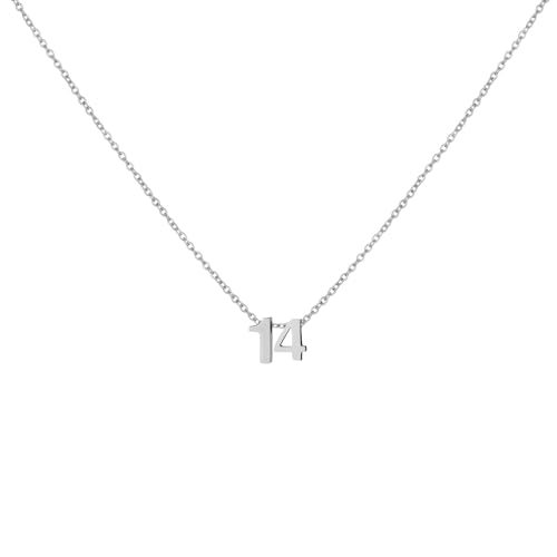 LOXUAKAM Lucky Number 14 Necklaces for Lover Silver Plated Pendant Necklace for Women Birthday Jewelry for Gift