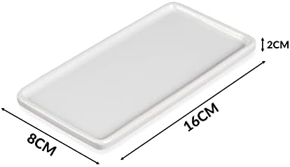 Ceramic Vanity Tray Small White - Set of 2 | Rectangle Soap Dish | Jewellery Organiser | Dresser Trinket Dish | Bathroom Tray | Cosmetics Holder | Sanitary Storage | M&W
