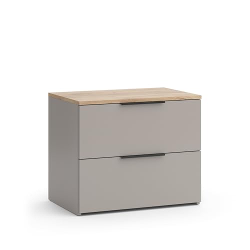 Vicco Aparador Wido, Gris, 60 x 50 cm con 2 cajones, para Guardar Ropa y Objetos cotidianos