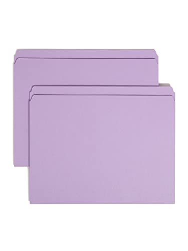 Smead File Folder, Reinforced Straight-Cut Tab, Letter Size, Lavender, 100 per Box (12410)