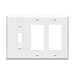 ENERLITES Combination Toggle Light Decorator Switch Wall Plate, Size 3-Gang 4.50" x 6.38", Polycarbonate Thermoplastic, 881132-W, 1. White