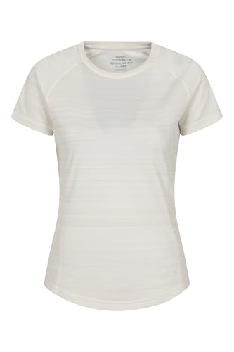 Mountain Warehouse Endurance Striped Womens Tee - Lightweight, Moisture Wicking T-Shirt, Quick Dry Top – for Spring Summer, Gym & Hiking White (Stripe) Women's Size 12
