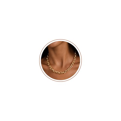 CHESKY 14K Gold Plated Chunky Necklace for Women, Trendy Paperclip Chain | Waterproof Statement Choker, Thick Chain Necklace, Non Tarnish Gold Jewelry, Trendy Fashion Accessory, Everyday Wear