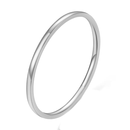 Beydodo Stackable Rings for Women, Stainless Steel Rings for Women Wedding Size 5 to 10 Pinky Ring Band 1mm Silver