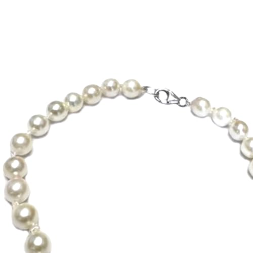 .925 Sterling Silver 7-8mm Akoya cultured semi baroque pearl necklace4
