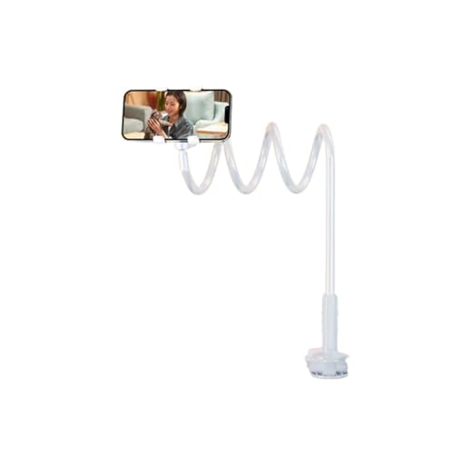 Image of MOMISY Mobile Phone Holder, 360 Adjustable Gooseneck Clamp Mount, Universal Phone Stand for Desk, Office, Home (Nut White, 60 cm)