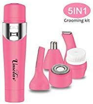 Facial Hair Remover for Women,Hair Removal Kit 5 in 1,Permanent Hair Removal,Bikini Trimmer, Facial Hair, Body Shaver, Eyebrow Trimmer, Nose Trimmer,IPX4 Waterproof Portable Electric Cordless