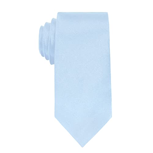 Image of Luckyvestir Mens Tie Solid Satin Neck Ties 3.15'' Formal Necktie for Wedding Business Christmas Father's Valentine's Day Gift