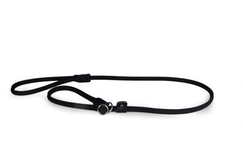 ドイツ製 高級本革リード 洗えるリード 丸紐タイプ Das Lederband レダーバンド 「DUBLIN(ダブリン)」 犬 リード レザー 本革 ペット用品 柔らかくて丈夫 有害化学物質不使用 (Black(ブラック), ハーフチョーク付き: 幅.10