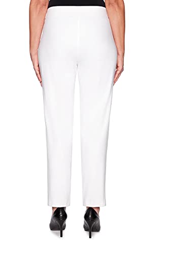 Alfred Dunner Petite Womens PetiteClassic Allure Fit Proportioned Pant with Elastic Comfort Waistband, White, 8P2