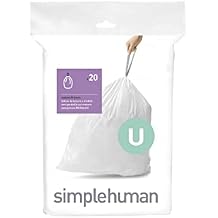 simplehuman Code U Custom Fit Drawstring Trash Bags in Dispenser Packs, 20 Count, 55 Liter / 14.5 Gallon, White