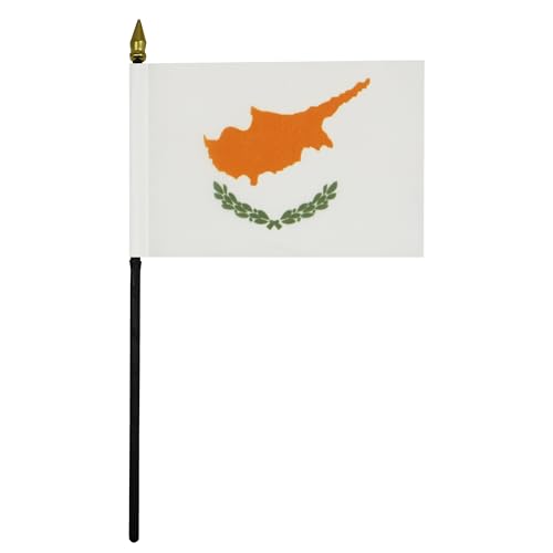 AZ FLAG - Tischflagge Zypern - 15x10 cm Goldene Splitze - Zypriotische Tischfahne 10 x 15 Cm - Flaggen