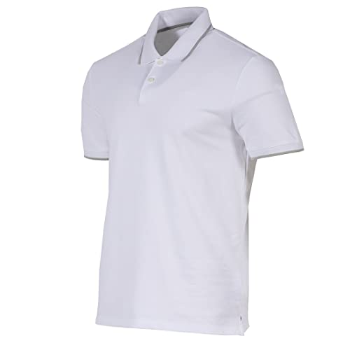 Calvin Klein Men's Stretch Pique Solid Tipped Polo, Brilliant White #TOP1