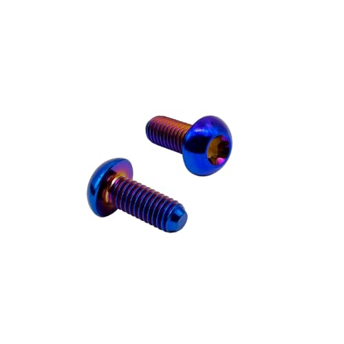 Image of RISON Titanium Bolts M5x10mm Titanium Button Torx Head Bolt Screw M5 Bolts Bicycle Disc Brake Universal Burnt Blue Star Round Head Ti Bolt for MTB and Bicycle Motorcycle Pack of 6